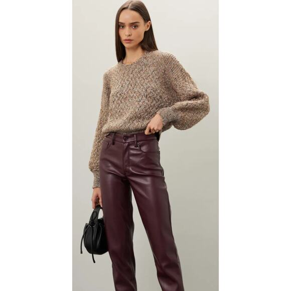 Boss Forenza Alpaca brown chunky sparkle knit puff sleeve...